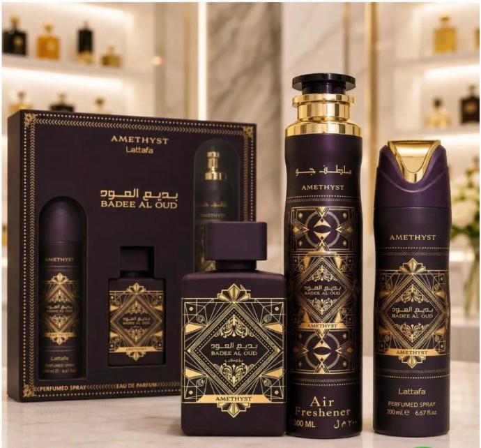 Lattafa Al Oud Oud  For Glory Eau 100 ml Eau De Parfum +200 ml Perfumed spary + 300 ml / 10.0 fl. oz Air Freshener For Women by Lattafa  For Women