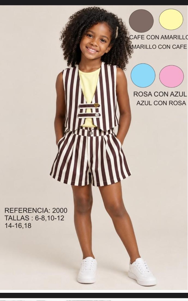 Conjunto Infantil de Chaleco y Short a Rayas