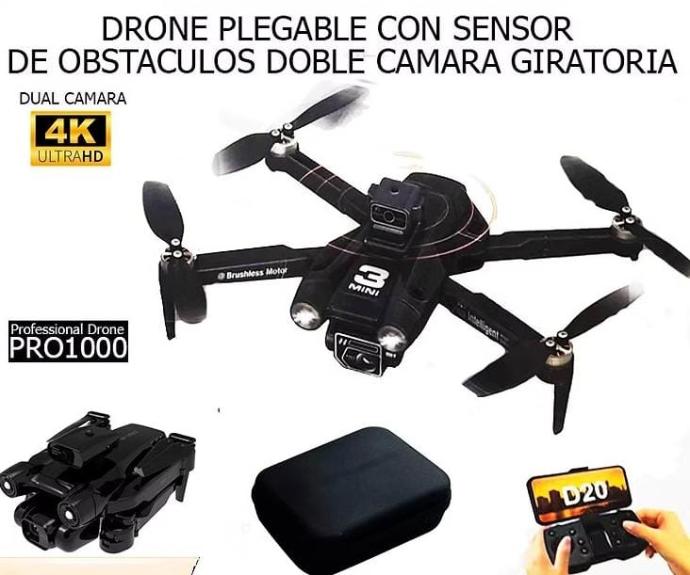 Drone Plegable Con Maleta Dual Cámara Sensor De Obstaculos Estabilizador Efecto espejo.