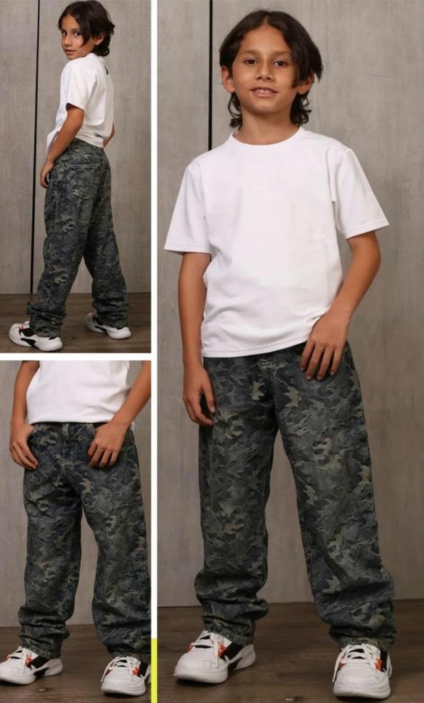 Jeans  Bordado Camuflado Kids